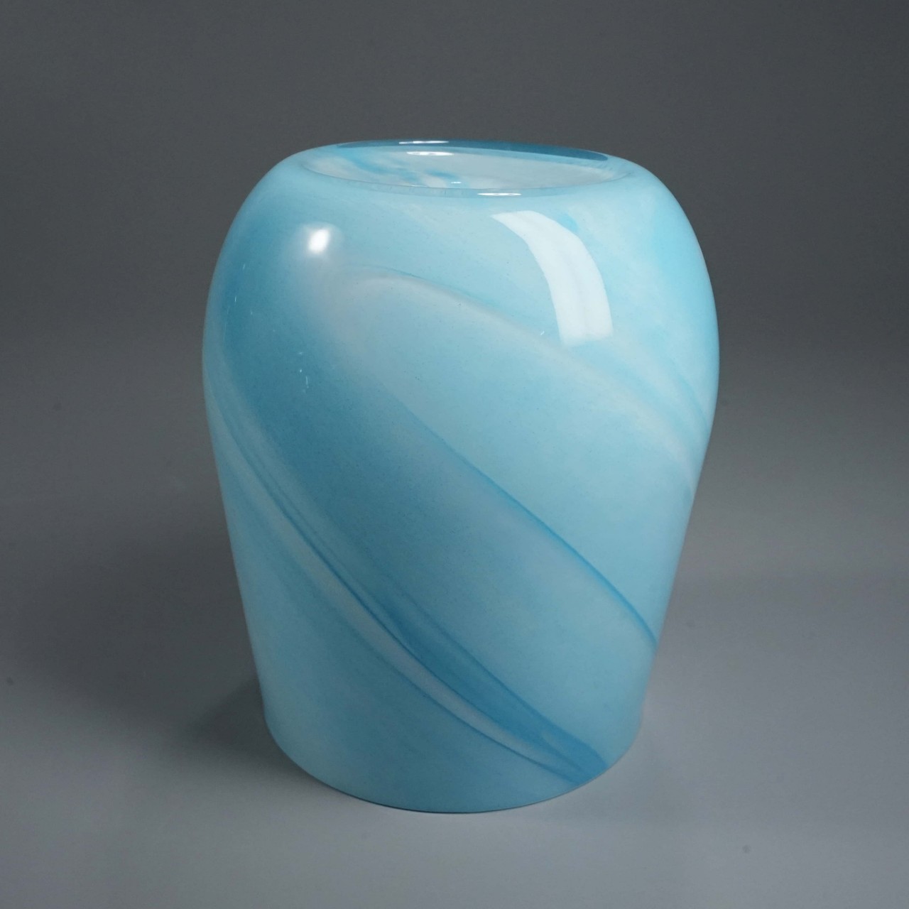 Hand-blown blue swirl-striped glass shade (4)