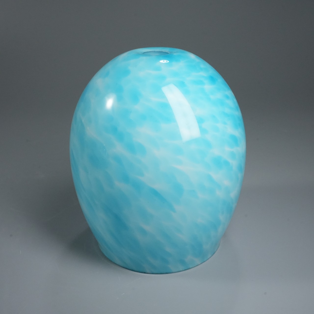 Hand-blown oval-shaped blue swirl-striped glass shade (2)