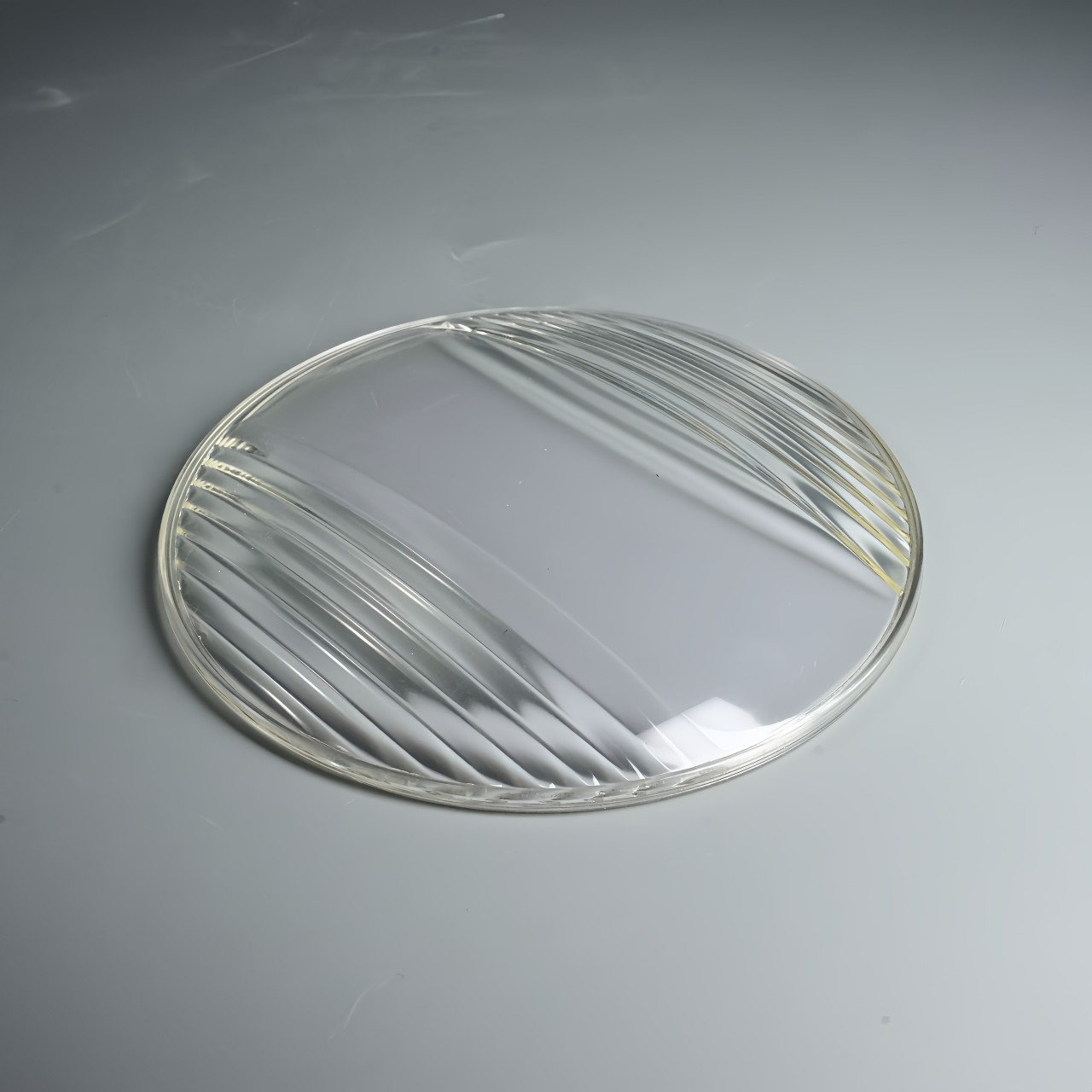 Round Glass Headlight Lens - Diagonal Ribbed Design (3)