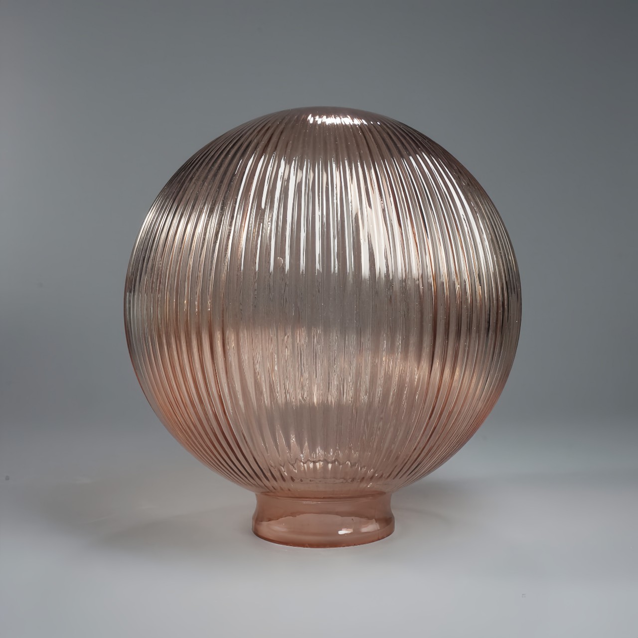 Vintage Amber Ribbed Glass Lamp Shade (2)