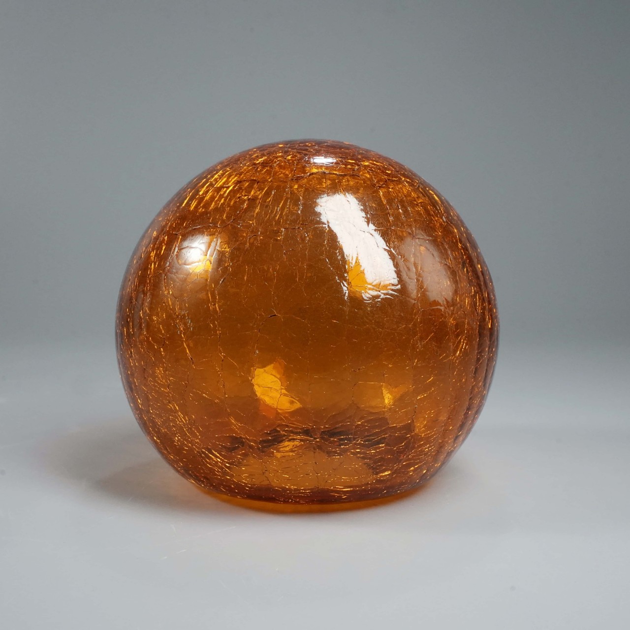 Vintage Antique Amber Crackle Glass Round Shade (2)