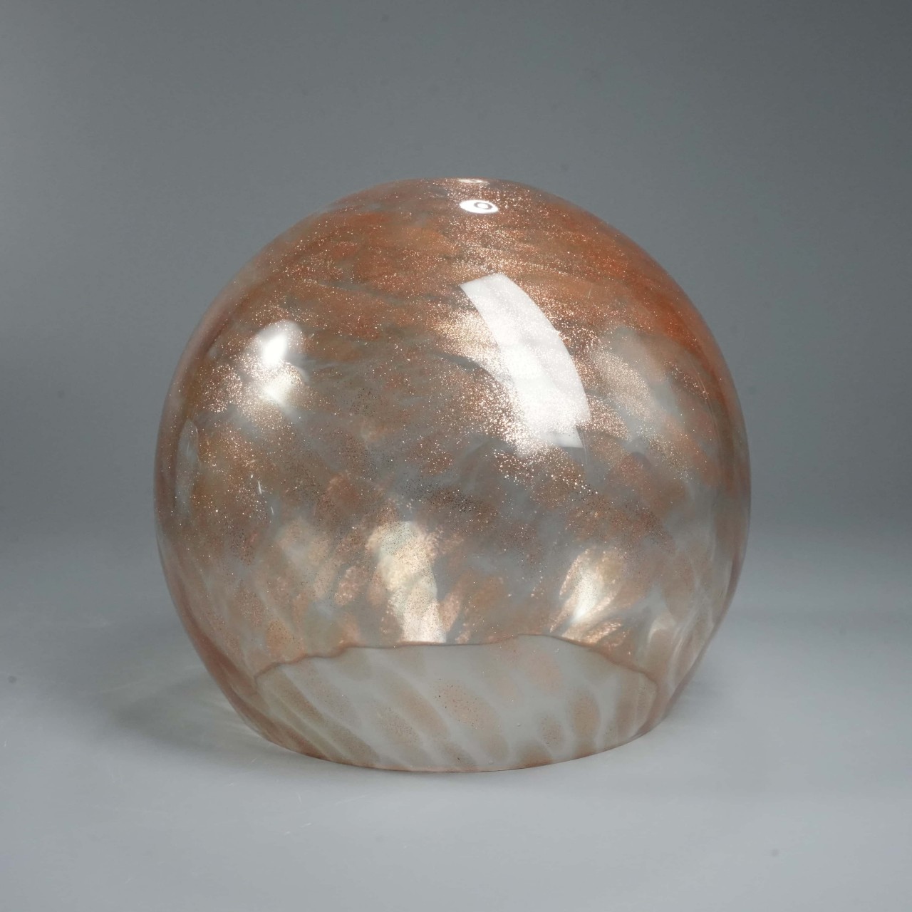 Vintage amber speckled clear spherical glass lamp shade (2)