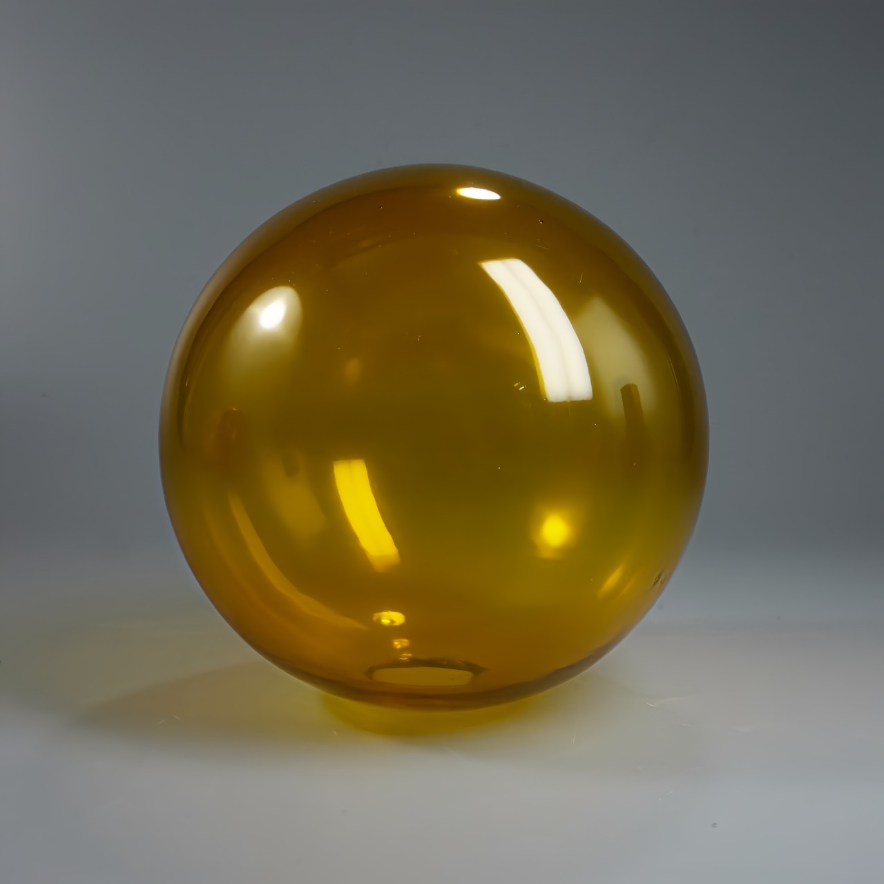 Vintage amber yellow hand-blown glass globe lampshade (2)