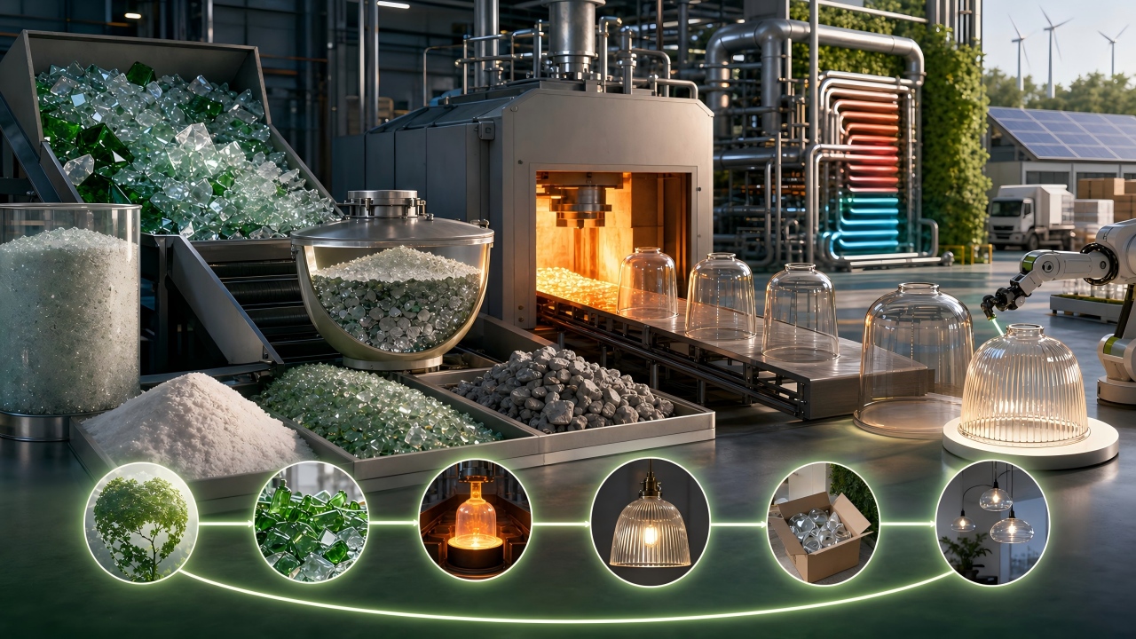 In the life cycle of glass luminaires, how can formula optimization reduce carbon emissions during production? 109