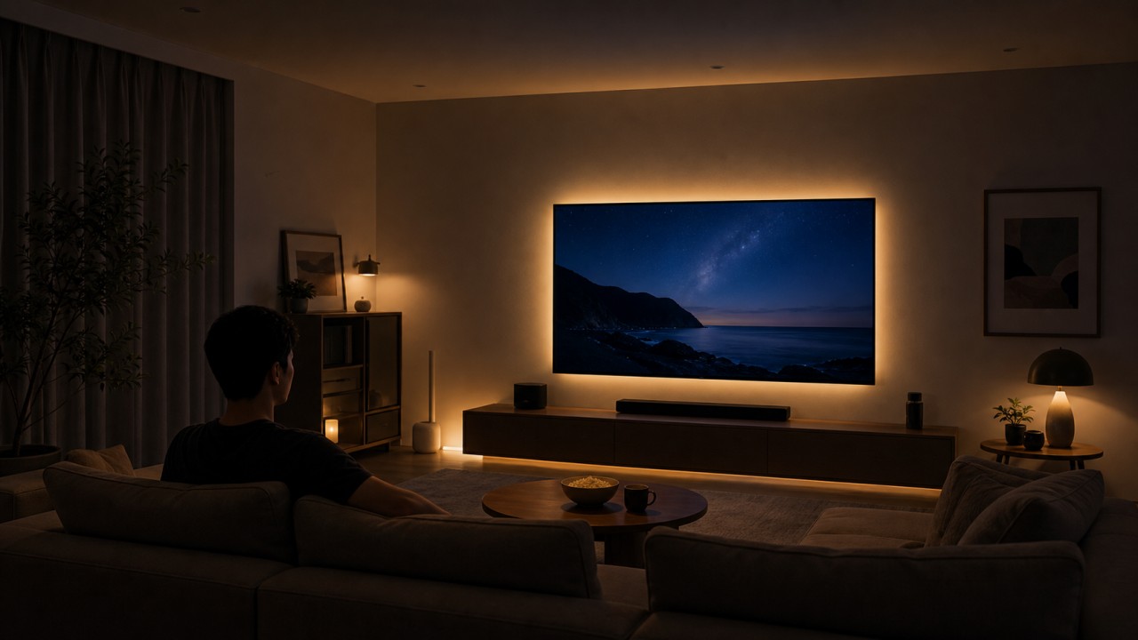 In movie mode, which living-room lights should stay on and which should be turned off? 84