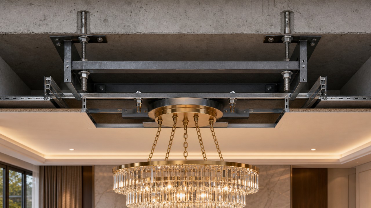 What ceiling load-bearing requirements apply when installing heavy chandeliers and large ceiling lights? 99