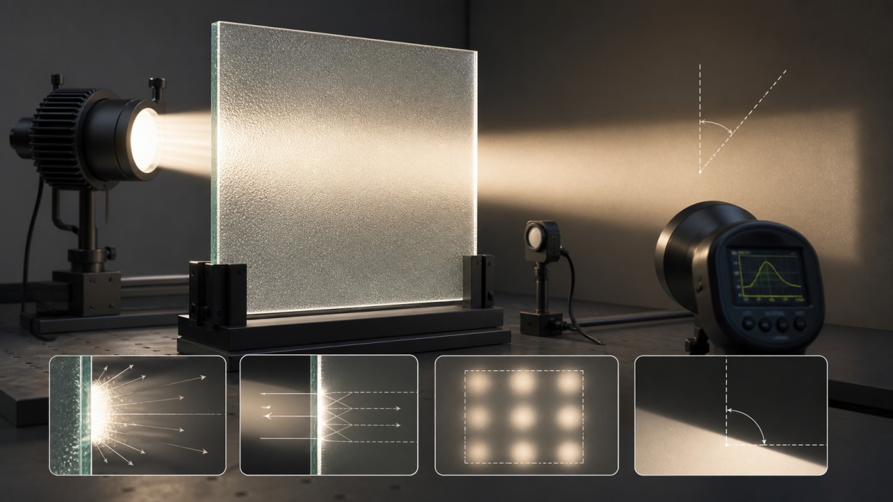 What are the key evaluation parameters for anti-glare glass lampshades, and how can they create a comfortable light environment? 69