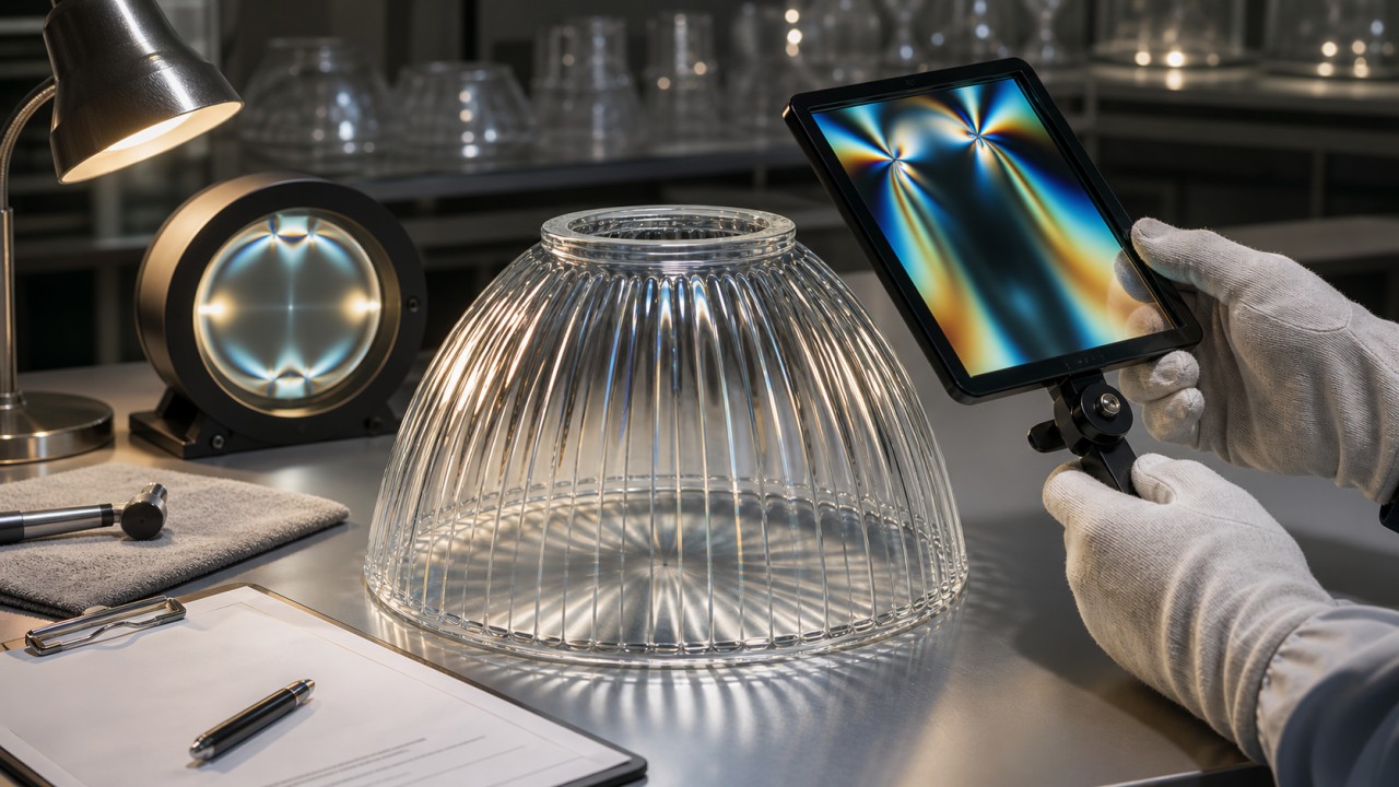 Can tapping sound or appearance quickly reveal whether a glass lampshade has been properly tempered? 103