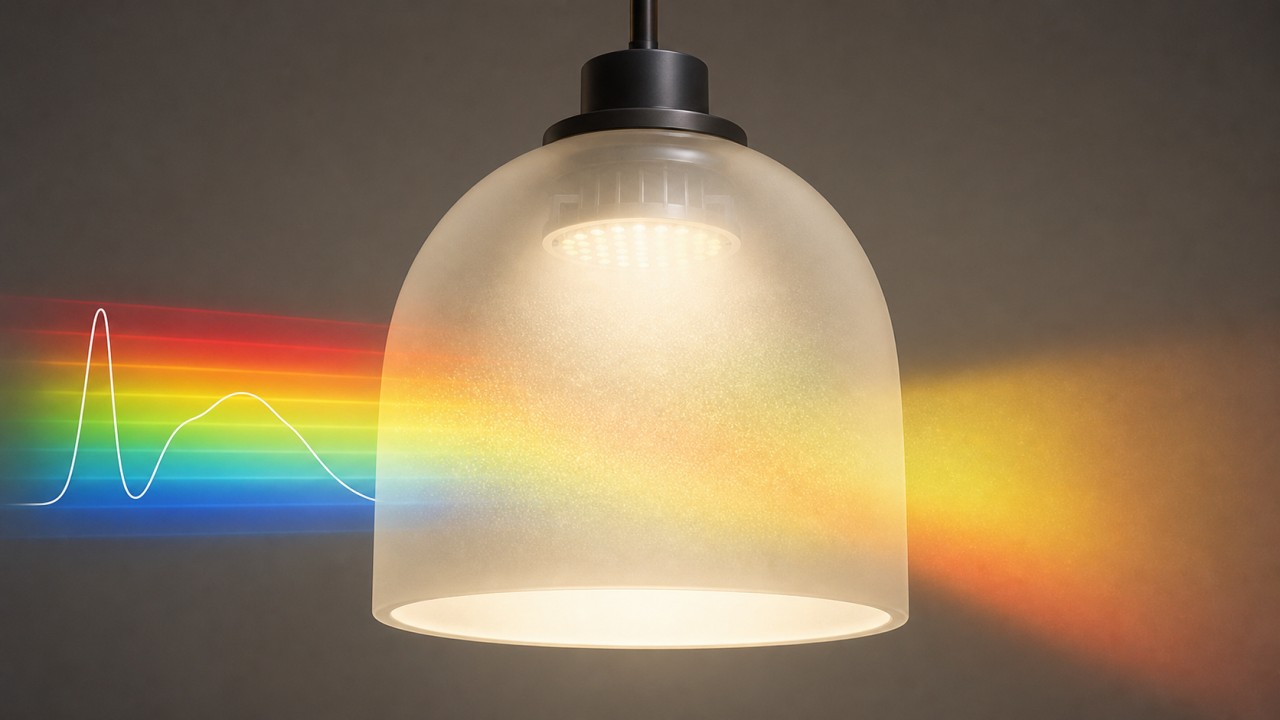 Why do some opal glass lampshades cause color-temperature shift, making a 3000K source look green or red? 73