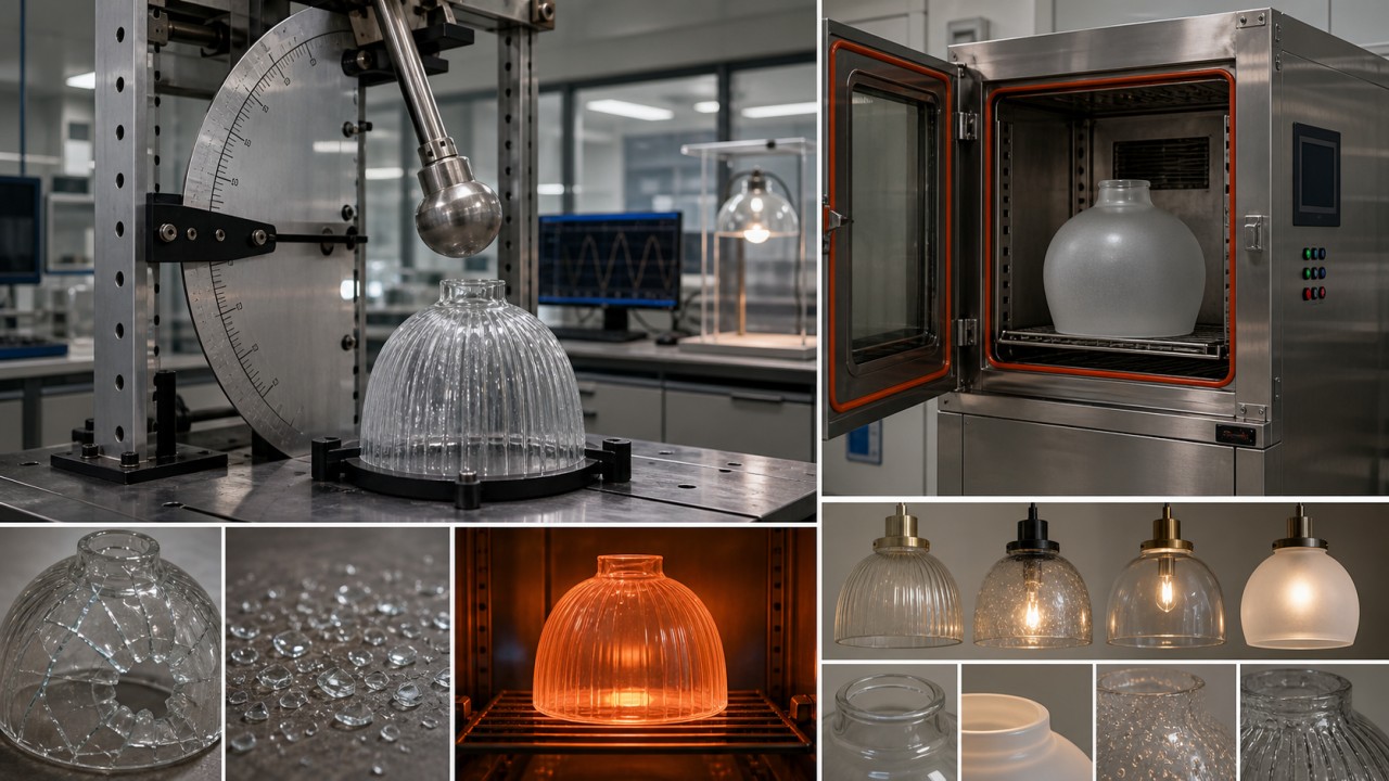 What explicit requirements do Chinese mandatory lighting standards set for mechanical strength and thermal shock of glass lampshades, and what are the new product trends? 105