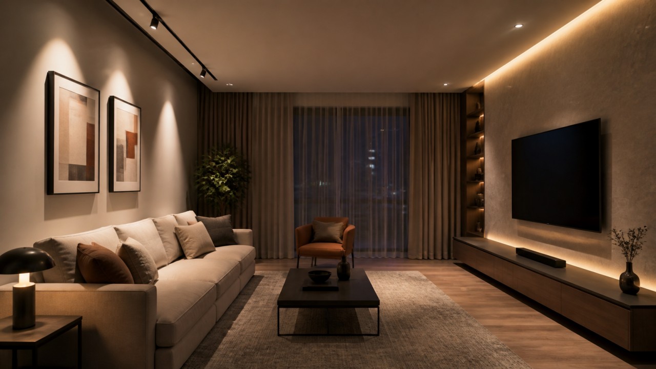 How should fixture position and light direction be arranged for the sofa background wall and TV background wall? 16