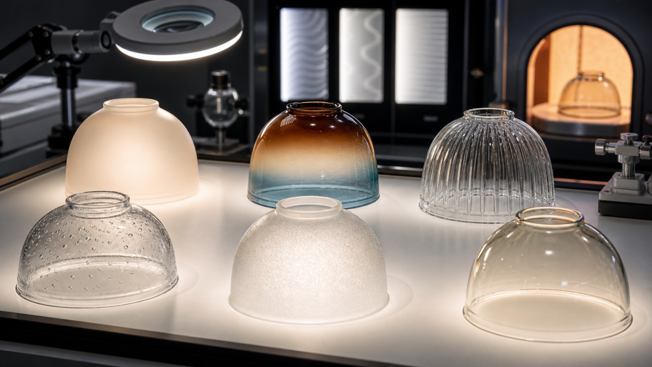 When evaluating the optical quality of decorative glass lampshades, what metrics besides transmittance should be considered? 51