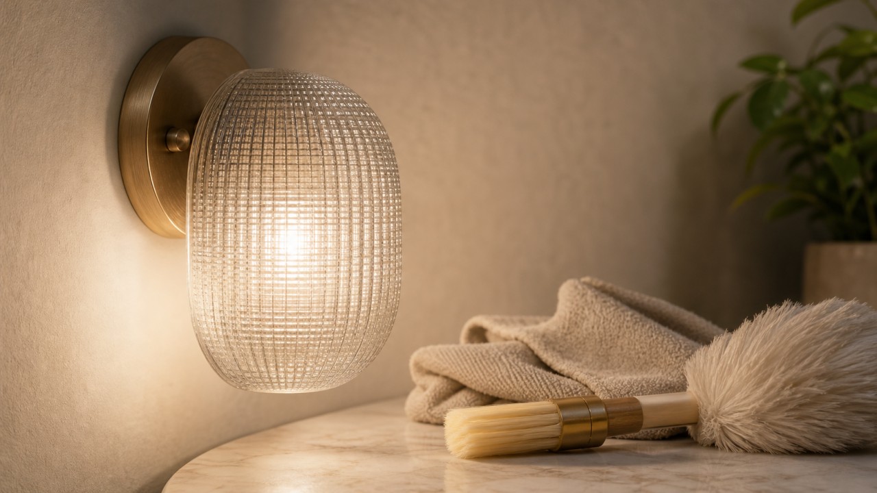 What should be noted about cleaning difficulty and long-term maintenance for fabric-textured or embossed glass wall lamps? 34