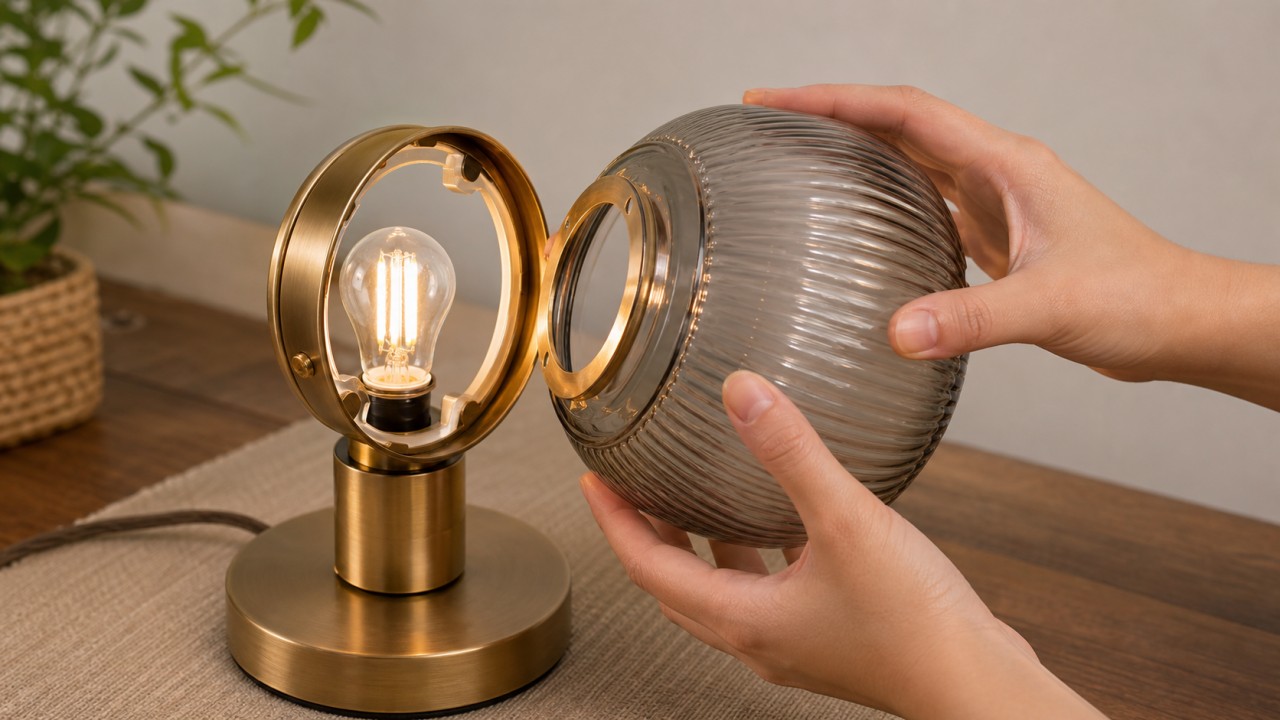 For replaceable glass lampshades, how can optical matching and safety be ensured when users replace them themselves? 35