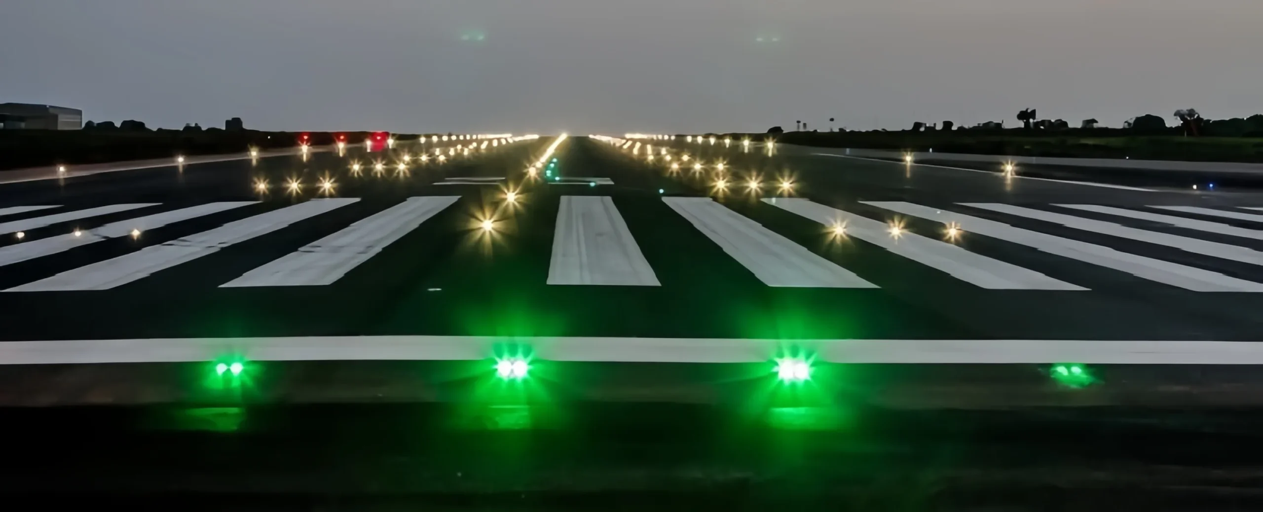 Airport runway lighting glass