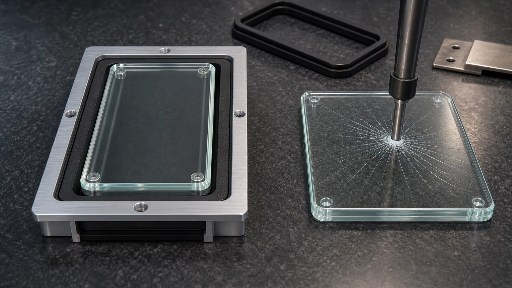 How to avoid local stress cracking of step luminaire glass components?