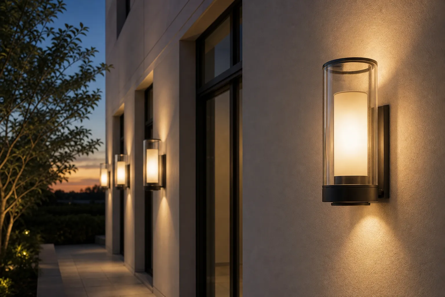 How to avoid transparent glare when using outdoor wall luminaire glass shades?