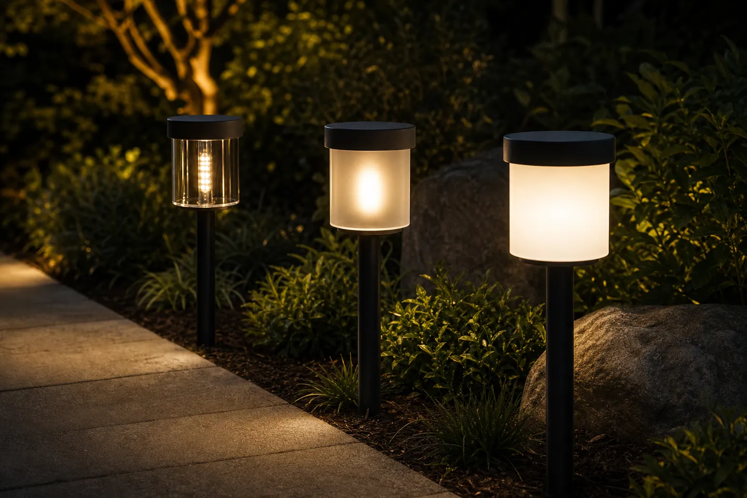Should I choose clear glass, frosted glass or opal glass for landscape path lights?