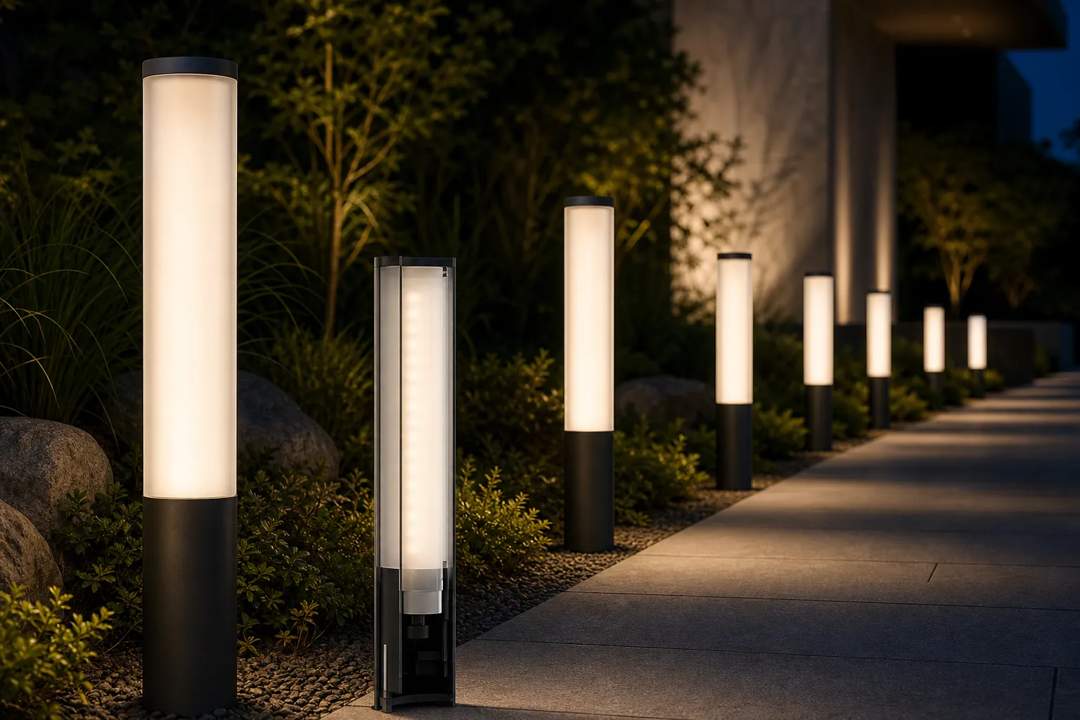 When using a cylindrical glass cover for landscape column lights, how to prevent the LED point light source from being exposed?