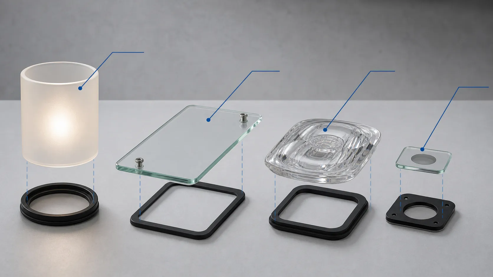 What is the difference between a glass cover, a glass cover, a glass lens and a glass window?