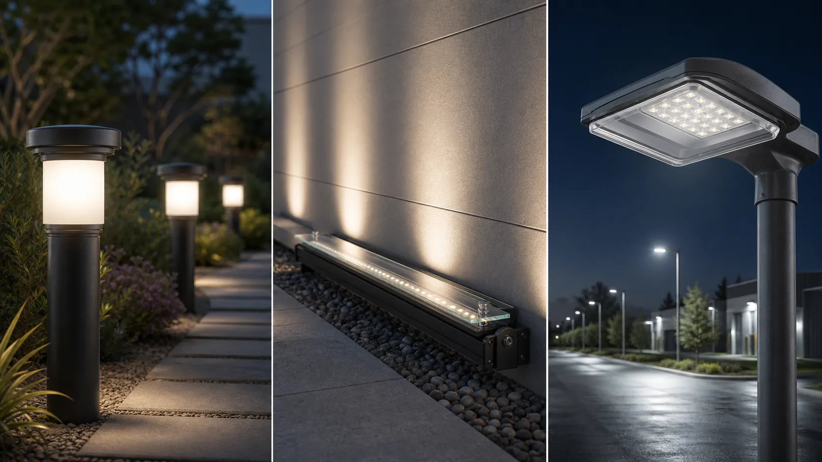 What are the differences in the glass requirements for landscape lighting, architectural lighting and road lighting?