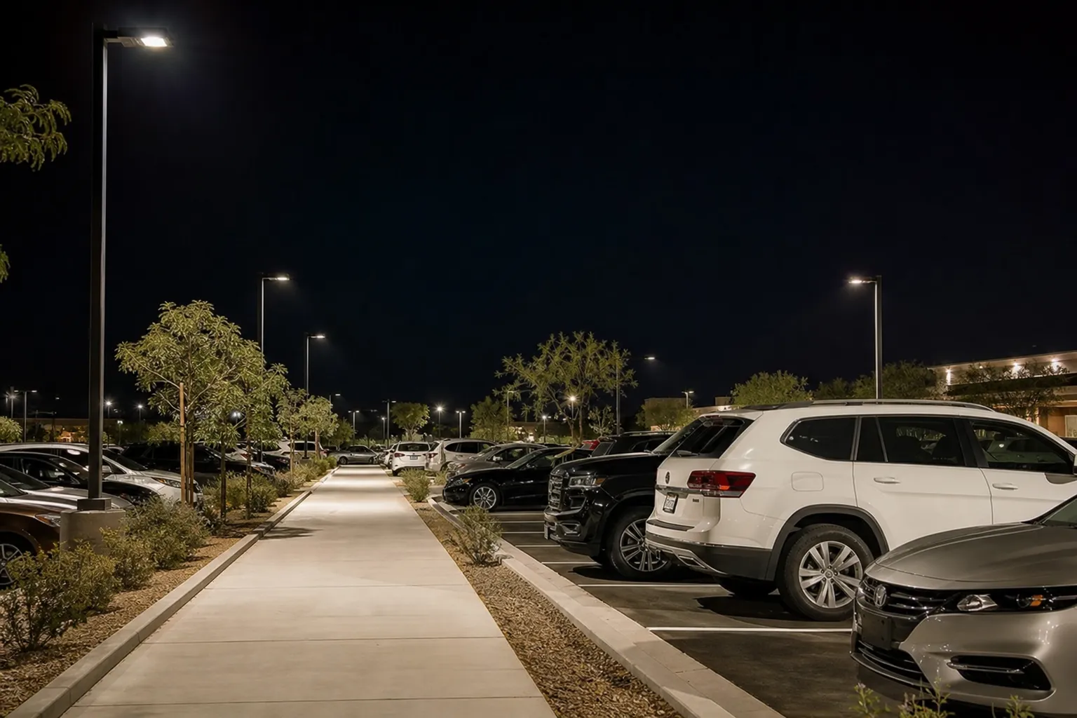 How can parking lot luminaire glass avoid glare from strong light at night?