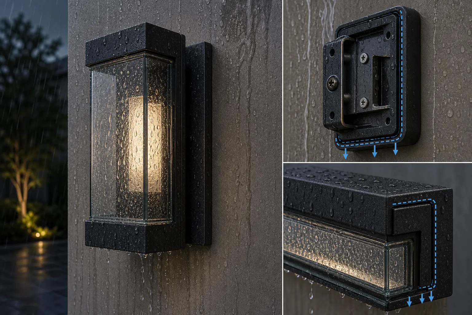 How to prevent water leakage through the glass cover of outdoor wall luminaire?