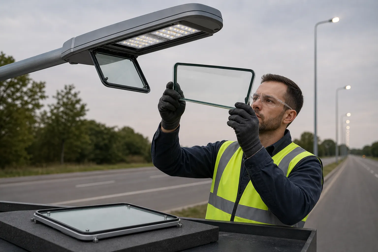 How can road lighting glass reduce maintenance frequency and replacement costs?
