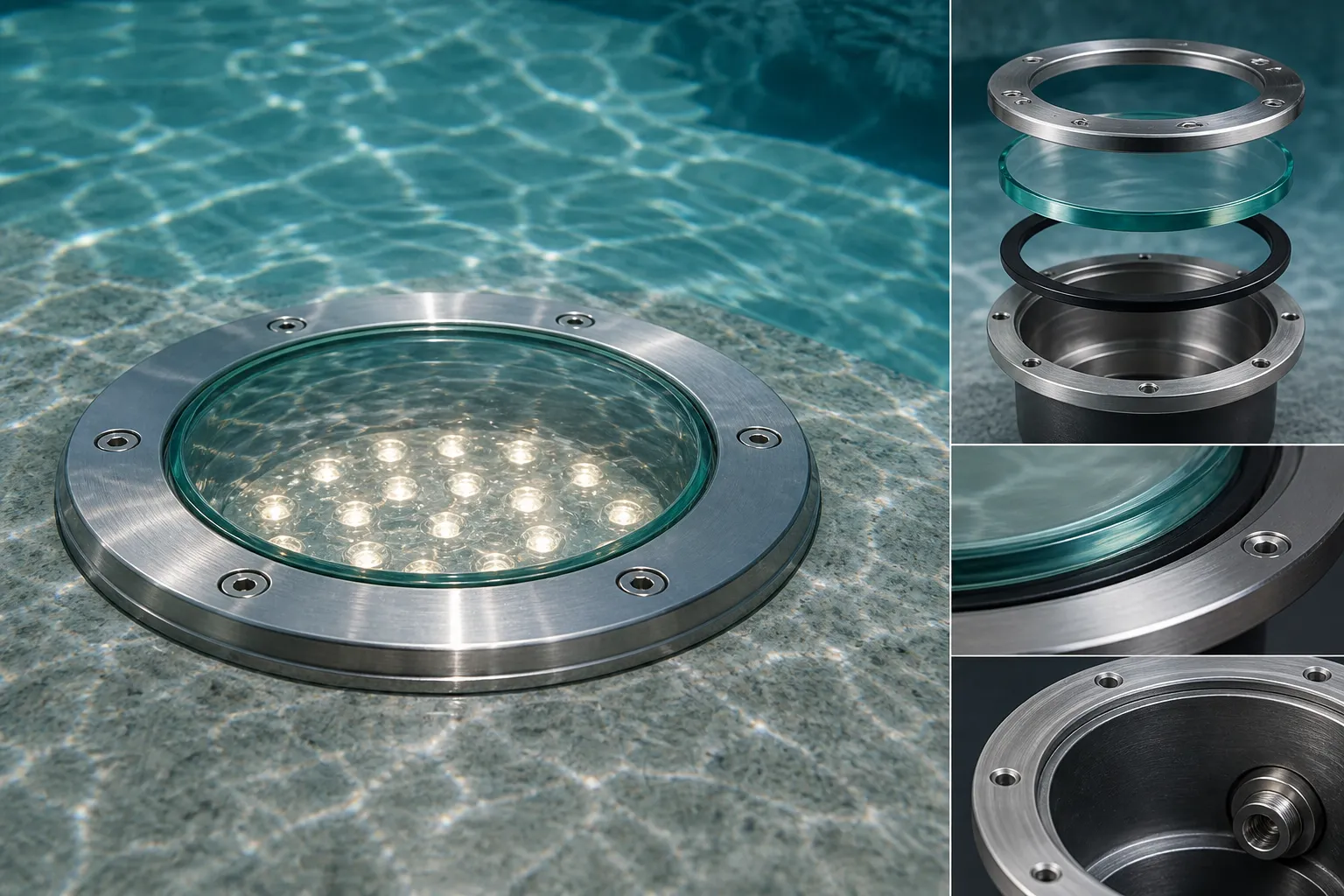 How to design the sealing surface between the underwater light glass and the metal housing?