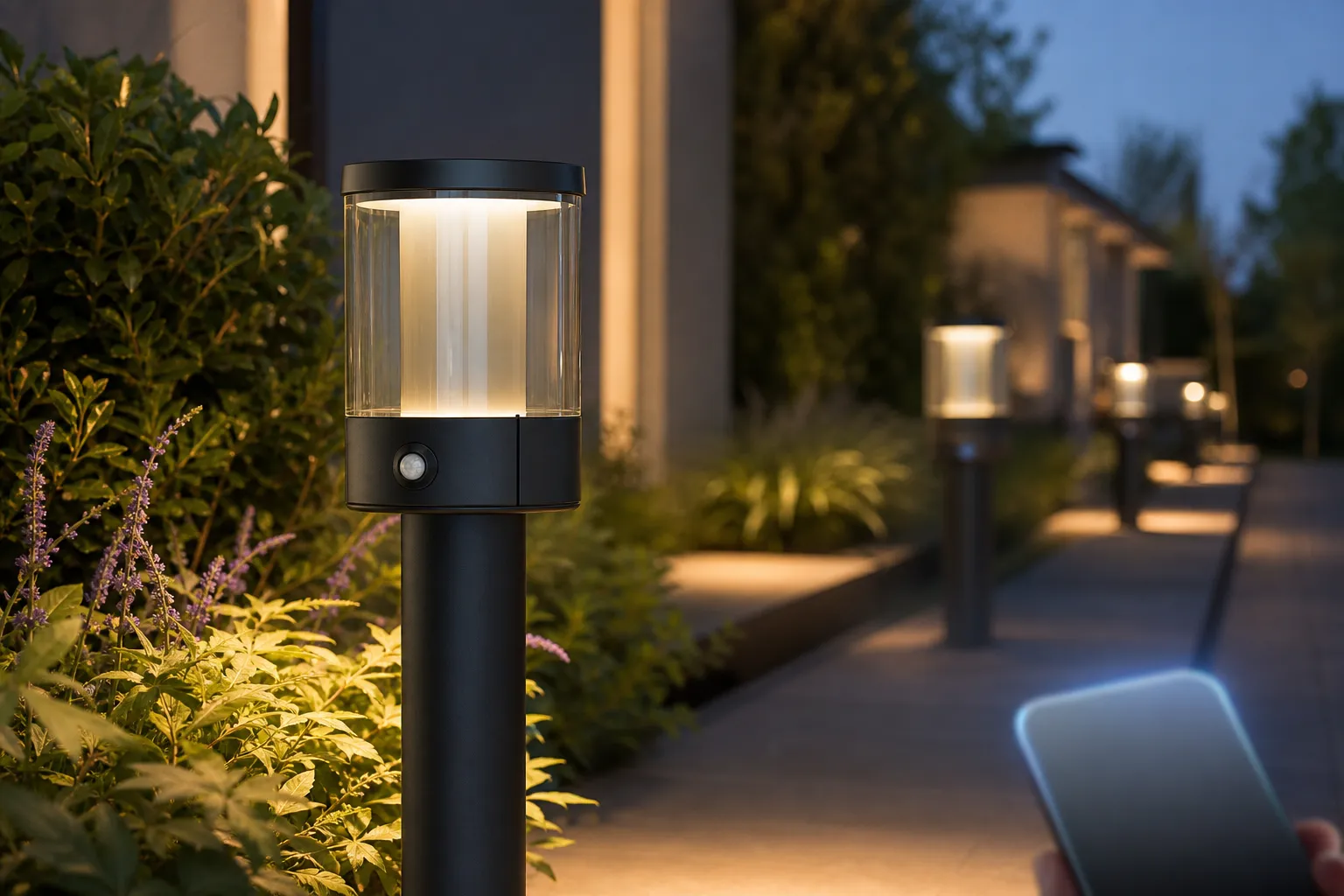 How does the glass cover of a smart garden light take into account both light transmission and signal penetration?