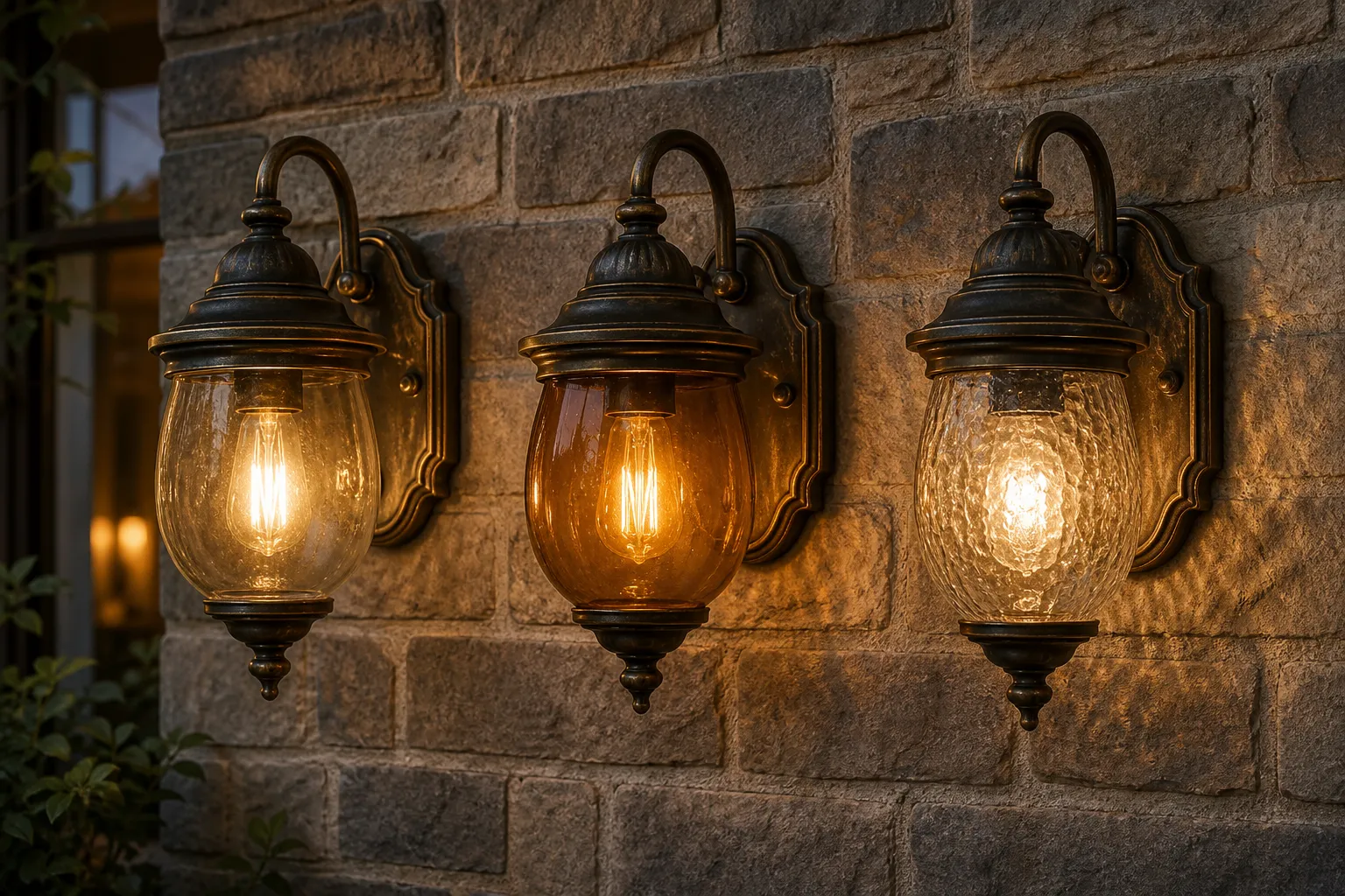 Is tea glass, amber glass or textured glass suitable for retro outdoor wall sconces?