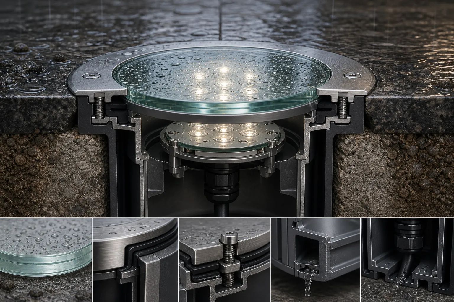 How to improve the IP protection level of underground light glass components through structural design?