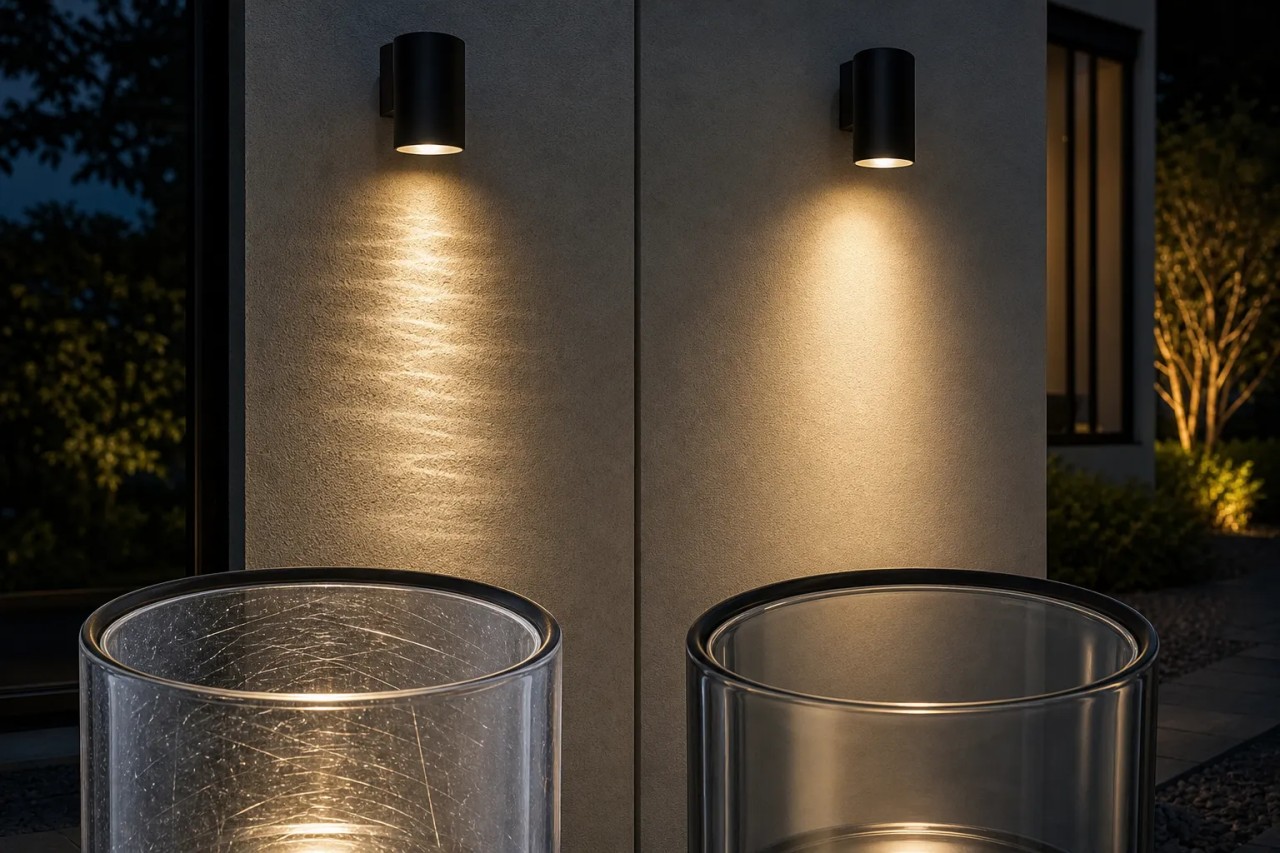 Will scratches on the glass surface of the wall washer affect the light spot on the wall?