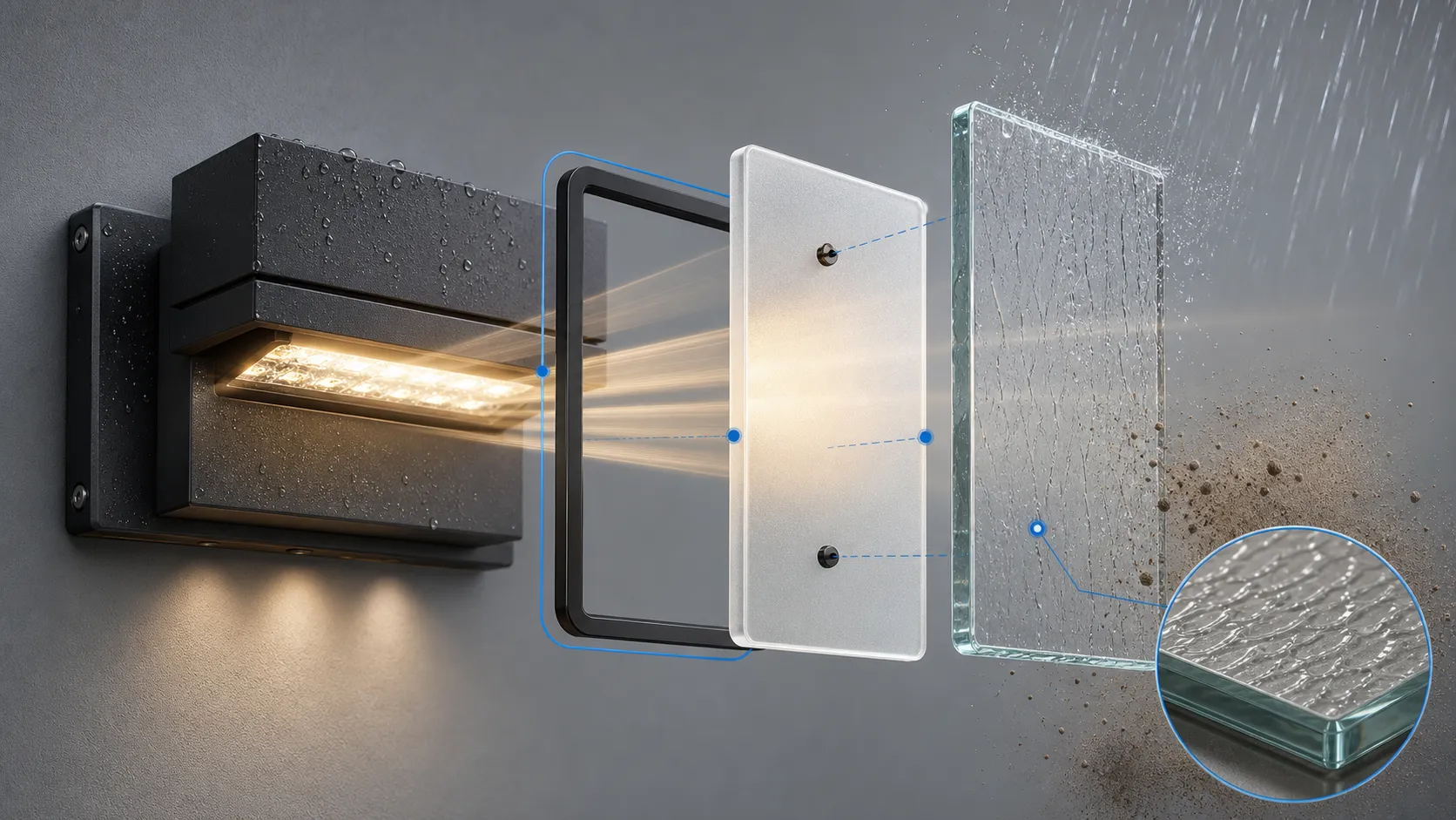Why can’t the glass components of outdoor lighting fixtures just be used as protective covers?