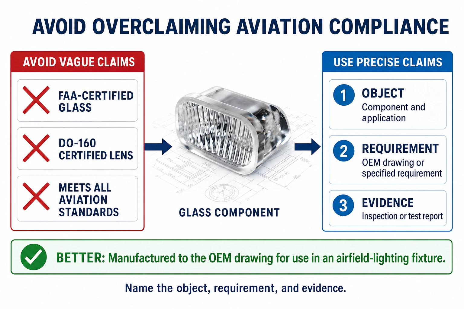 20. How can marketing language avoid overclaiming aviation compliance?