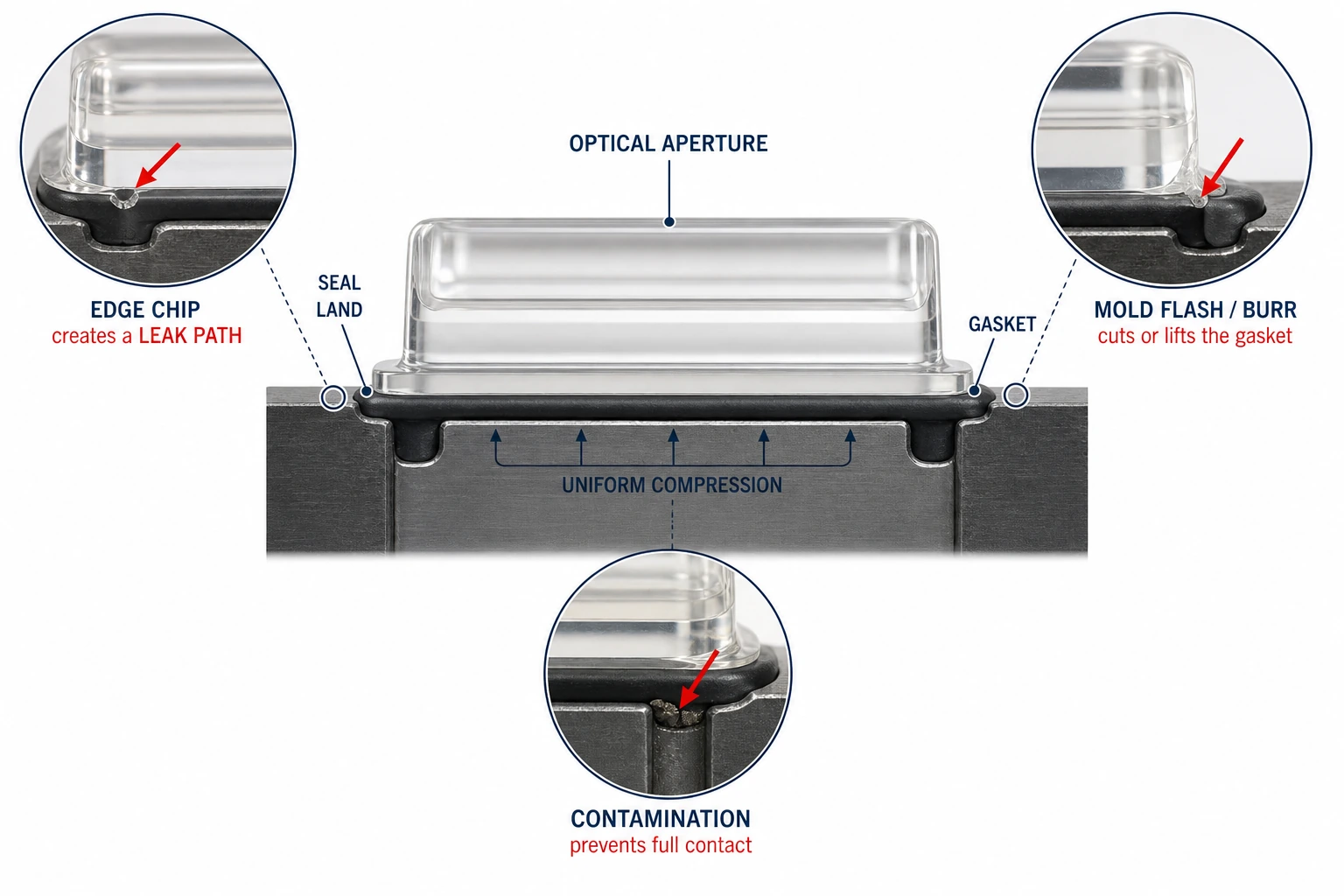 35. Why are sealing surfaces on a runway prism critical?