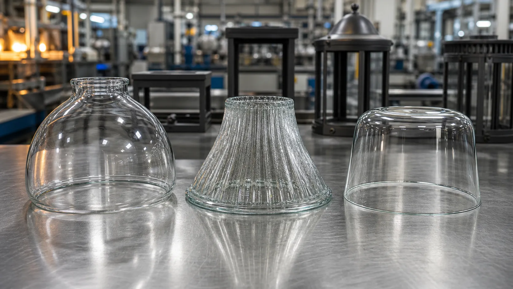 What is the difference between blown glass, pressed glass and heat-bent glass in outdoor glass shades?