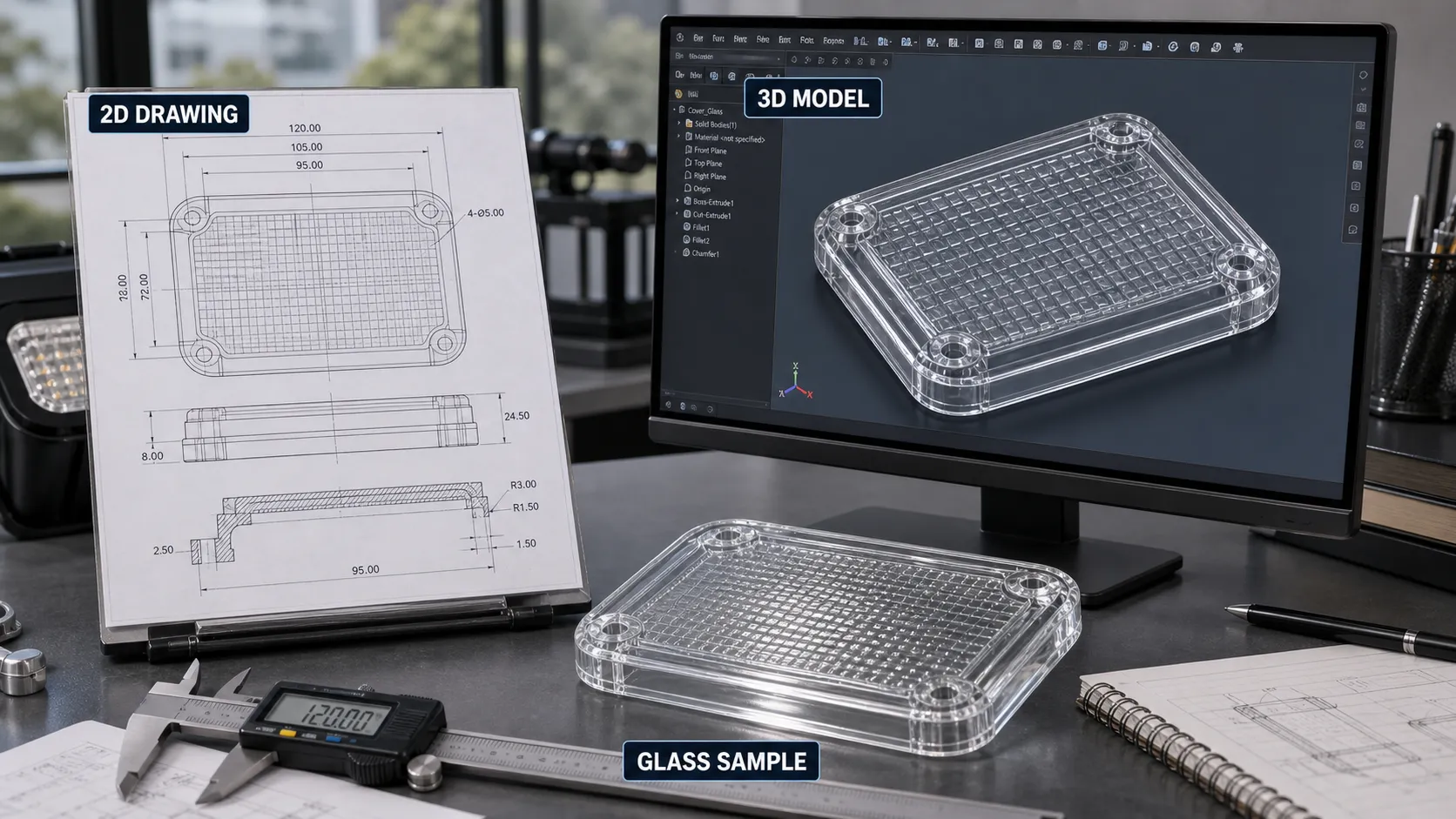 Do I need to provide 2D drawings or 3D files for custom outdoor lighting glass?