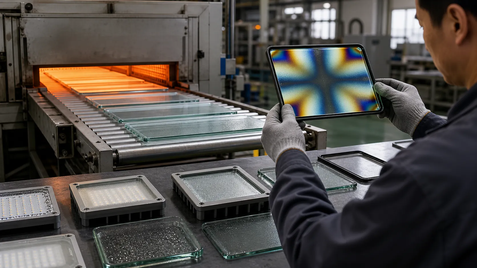Why does the glass annealing process affect the life of outdoor luminaires?