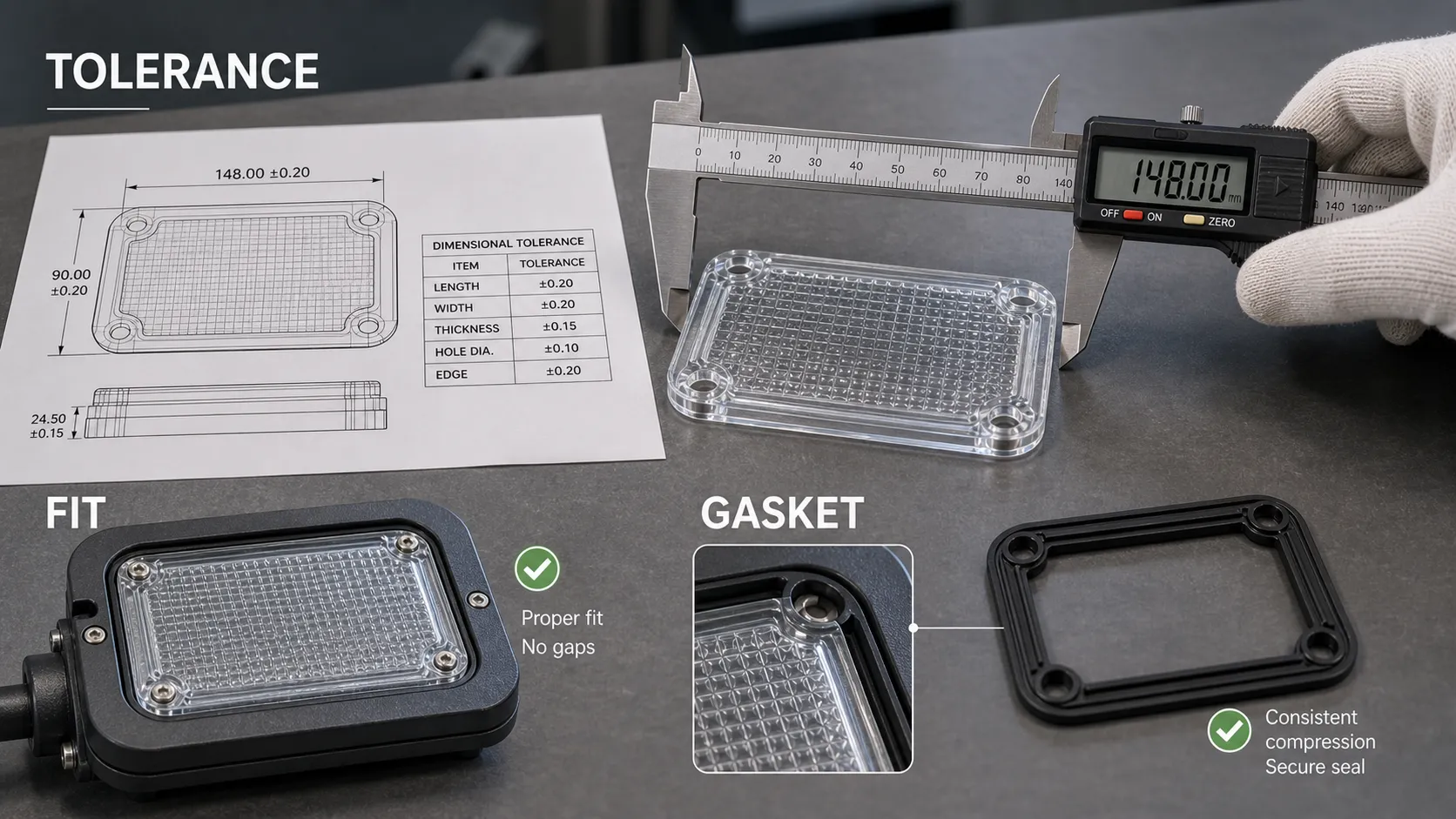 How should the dimensional tolerance of outdoor lighting glass be agreed upon?