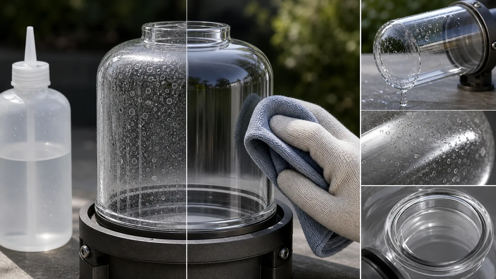 How to avoid watermark residue on outdoor transparent glass covers?