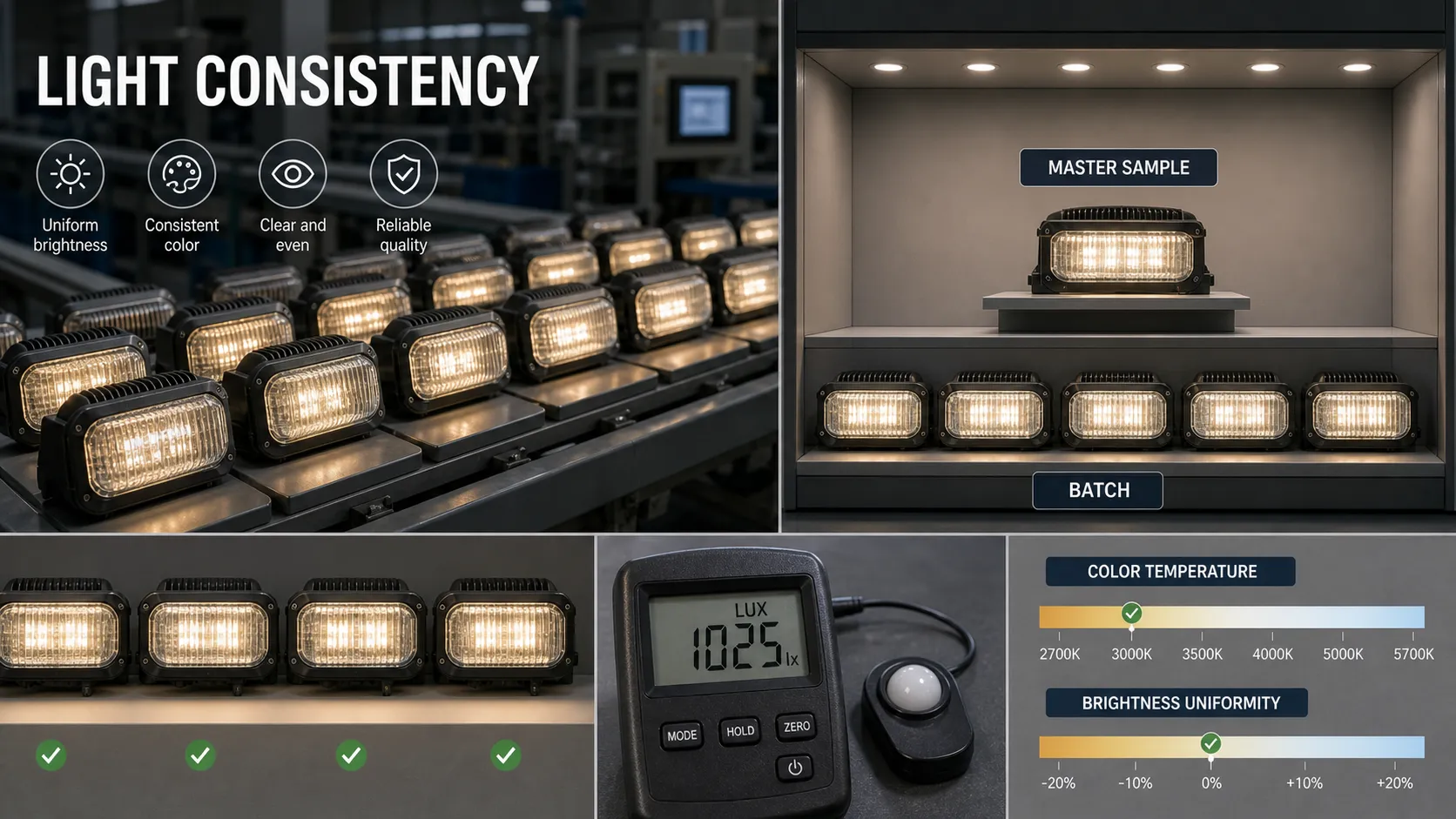 How to ensure consistent color and light effect of glass components in mass production?