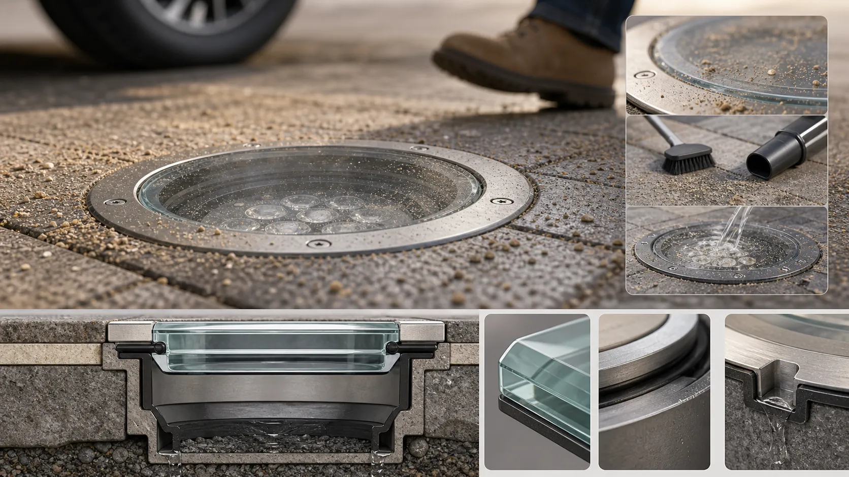 How to reduce sediment wear on the surface of underground luminaire glass?