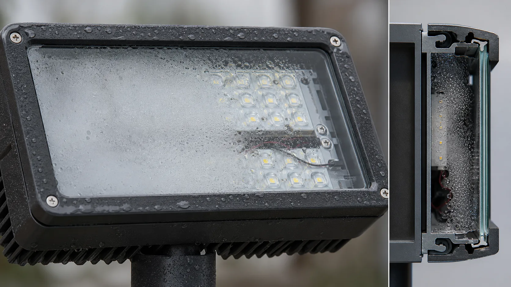 Is fogging inside the glass cover of outdoor luminaires a glass problem or a structural problem?