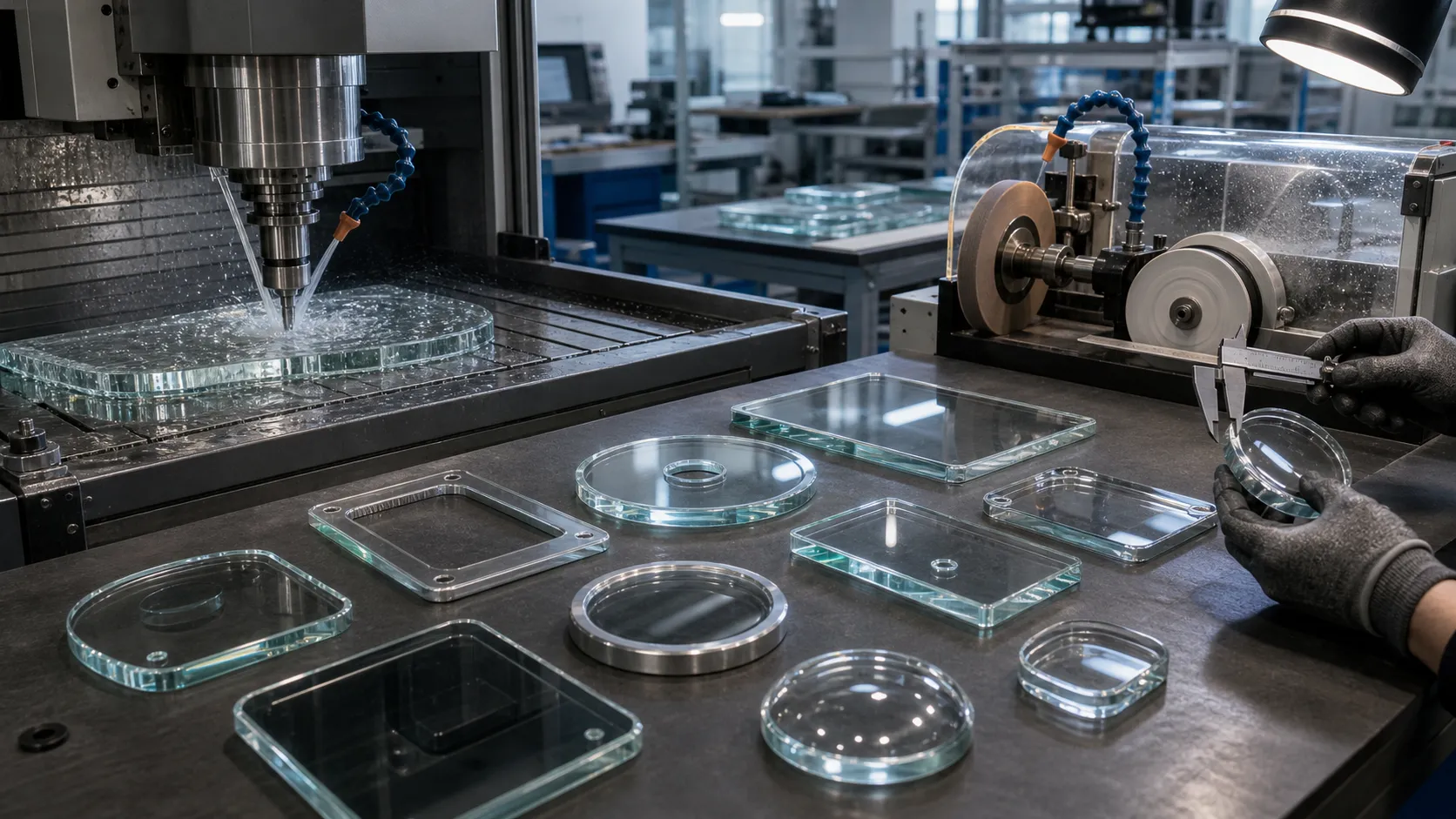 What processing techniques are suitable for small batches of customized glass components?