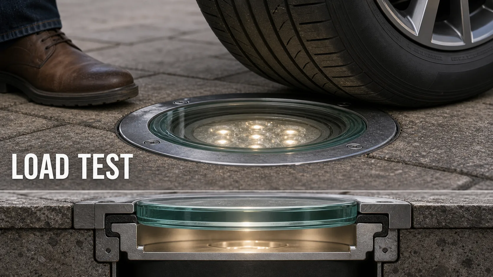 What mechanical strength requirements does the glass cover of an underground light need to meet?
