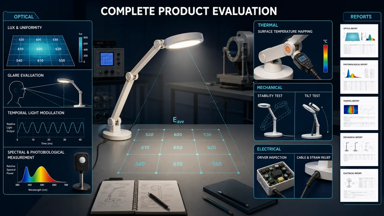 Complete-product evaluation criteria for a children's desk lamp