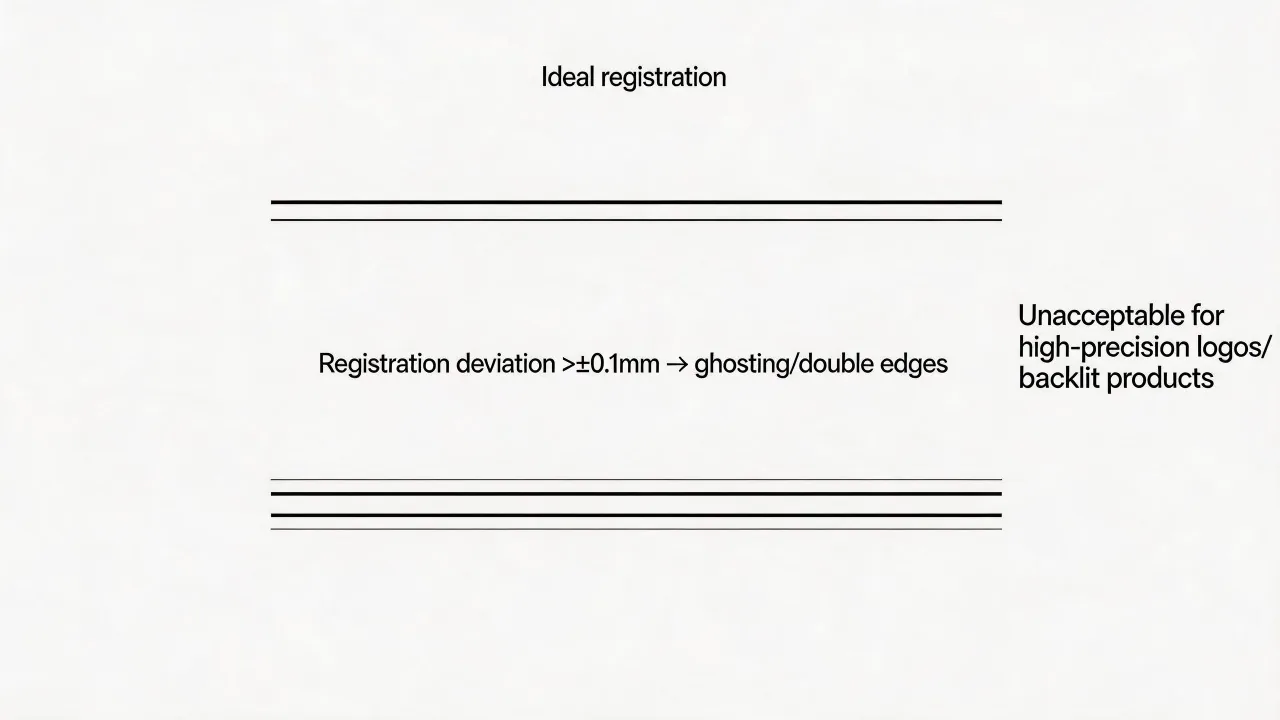 Compare pinholes, edge quality, thickness and cure or firing outcome during double-print trials.