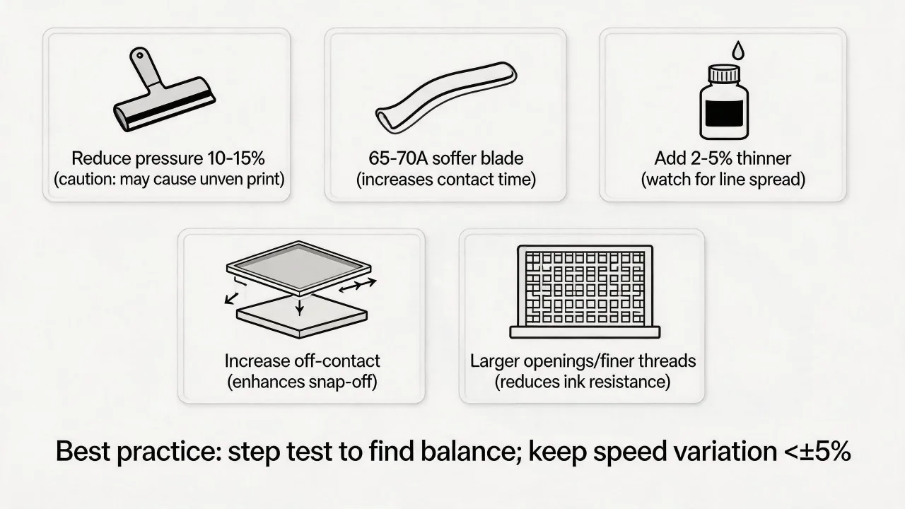 Use measured deposit and print response when adjusting speed or ink condition.