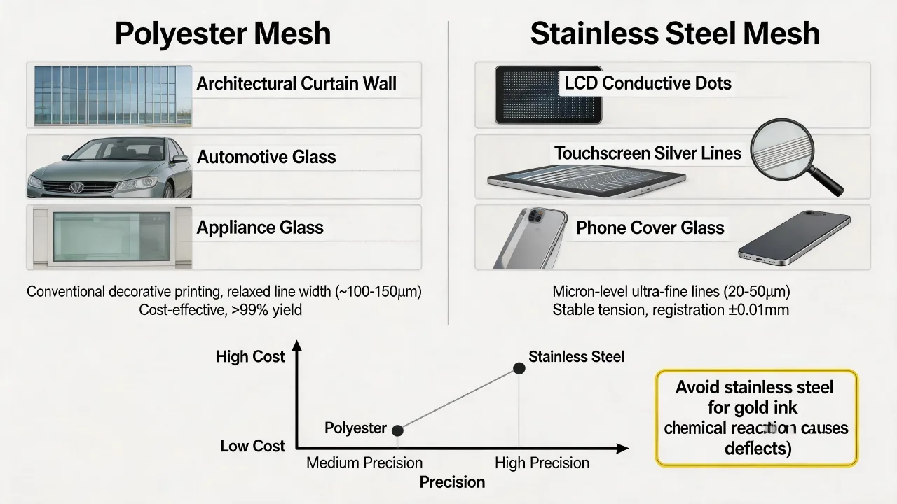Mesh selection workflow based on image detail, deposit, registration requirement and production run.